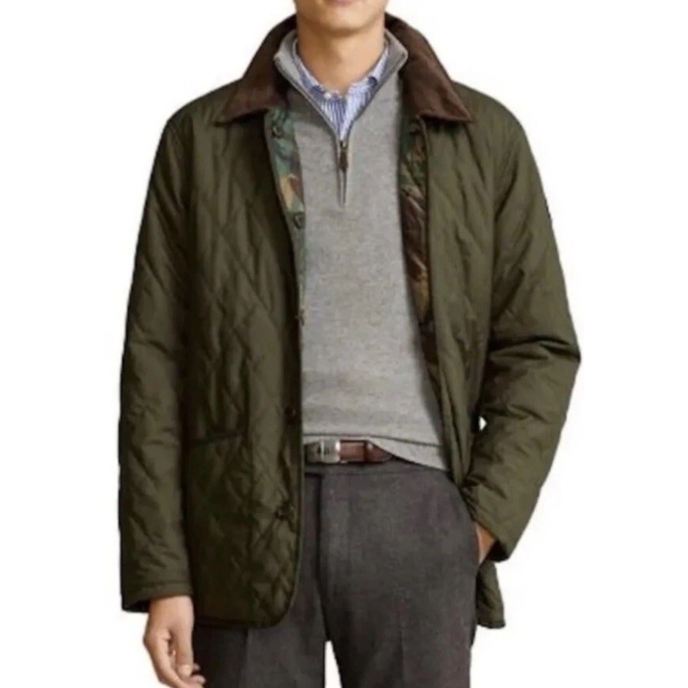 Polo Ralph‎ Lauren Mens Hayfield Jacket Reversible Quilted Camo Barn Jacket Lg